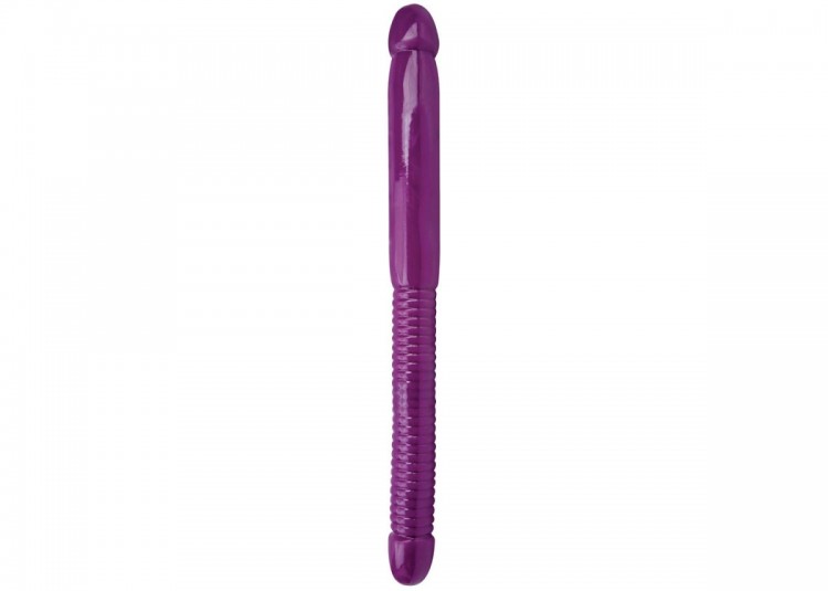 Фиолетовый двусторонний фаллоимитатор Sex Please! 16 Double Duty Dong - 40 см. от Topco Sales