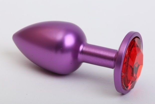 Фиолетовая анальная пробка с красным стразом - 7,6 см. от 4sexdreaM