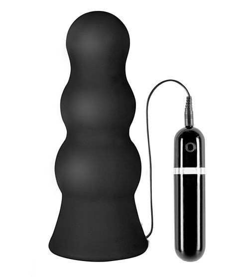 Чёрная анальная втулка большого размера с вибрацией MENZSTUFF VIBRATING BUTTCRASHER PAWN - 20 см. от Dream Toys