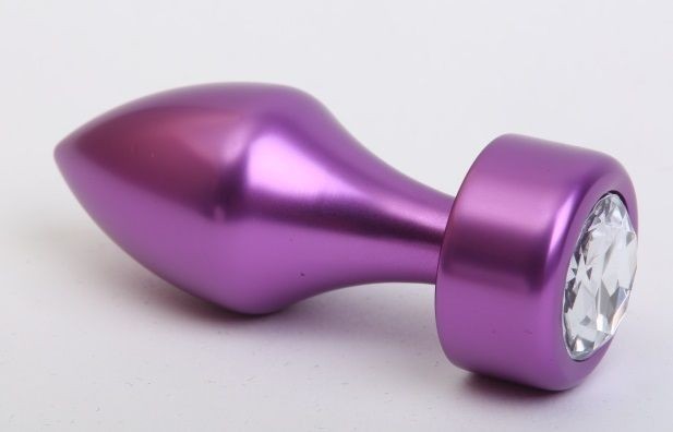 Фиолетовая анальная пробка с широким основанием и прозрачным кристаллом - 7,8 см. от 4sexdreaM