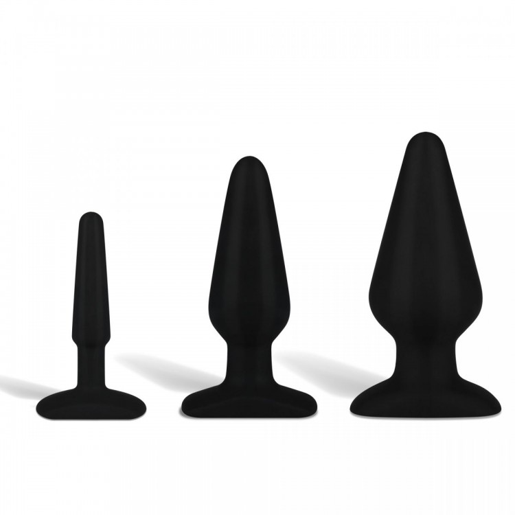 Набор из 3 черных анальных плагов из силикона от Erotic Fantasy