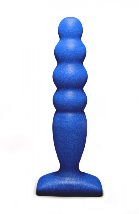 Синий анальный стимулятор Large Bubble Plug - 14,5 см. от Lola toys