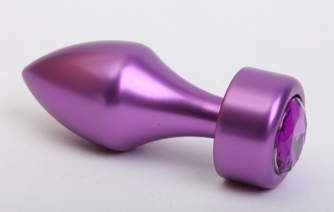Фиолетовая анальная пробка с широким основанием и фиолетовым кристаллом - 7,8 см. от 4sexdreaM
