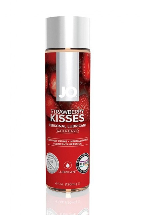Лубрикант на водной основе с ароматом клубники JO Flavored Strawberry Kiss - 120 мл. от System JO