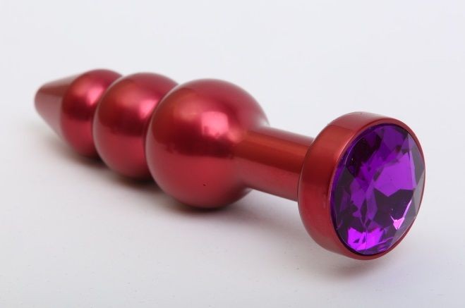 Красная анальная ёлочка с фиолетовым кристаллом - 11,2 см. от 4sexdreaM
