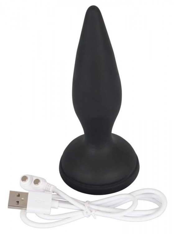 Чёрная вибропробка Vibro-Butt Plug with a Suction Cup - 13,6 см. от Orion