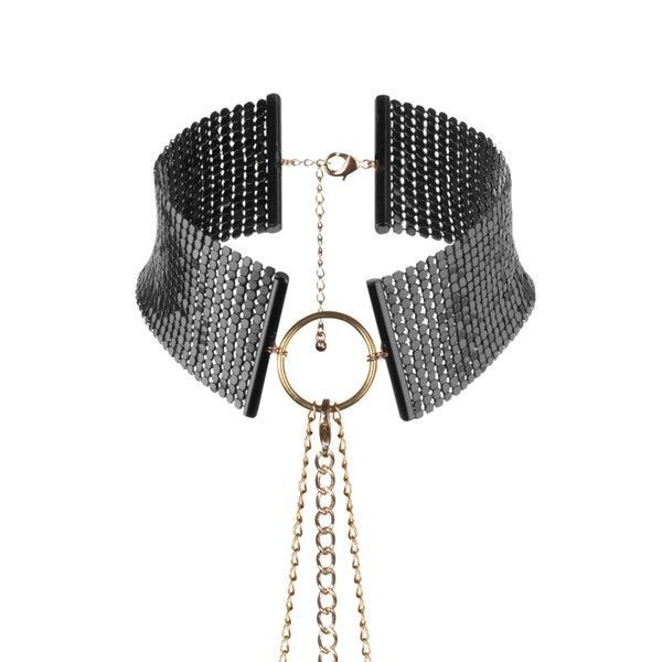 Чёрный ошейник с цепочками Desir Metallique Collar от Bijoux Indiscrets