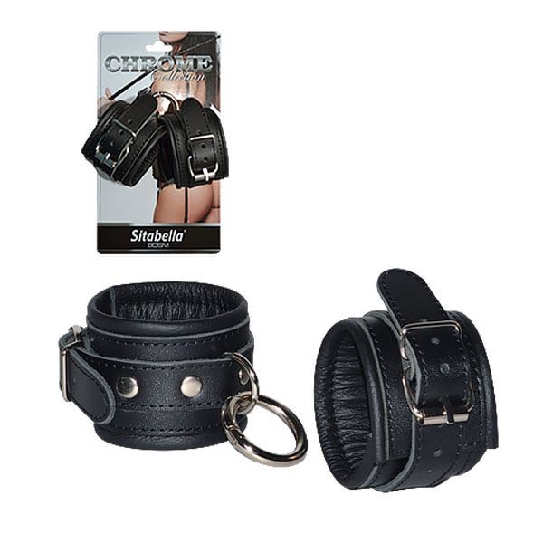 Кожаные наручники с круглым карабином Sitabella Chrome Collection от Sitabella