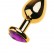 Золотистый анальный плаг с фиолетовым кристаллом-сердцем - 8 см. от ToyFa