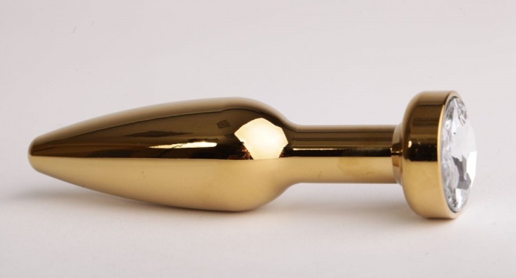 Золотистая анальная пробка с прозрачным кристаллом - 11,2 см. от 4sexdreaM