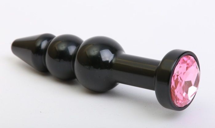 Чёрная анальная ёлочка с розовым кристаллом - 11,2 см. от 4sexdreaM