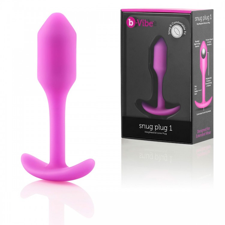 Розовая пробка для ношения B-vibe Snug Plug 1 - 9,4 см. от b-Vibe