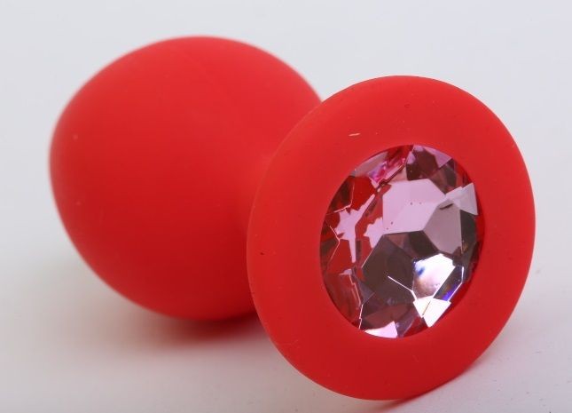 Красная силиконовая пробка с розовым стразом - 8,2 см. от 4sexdreaM