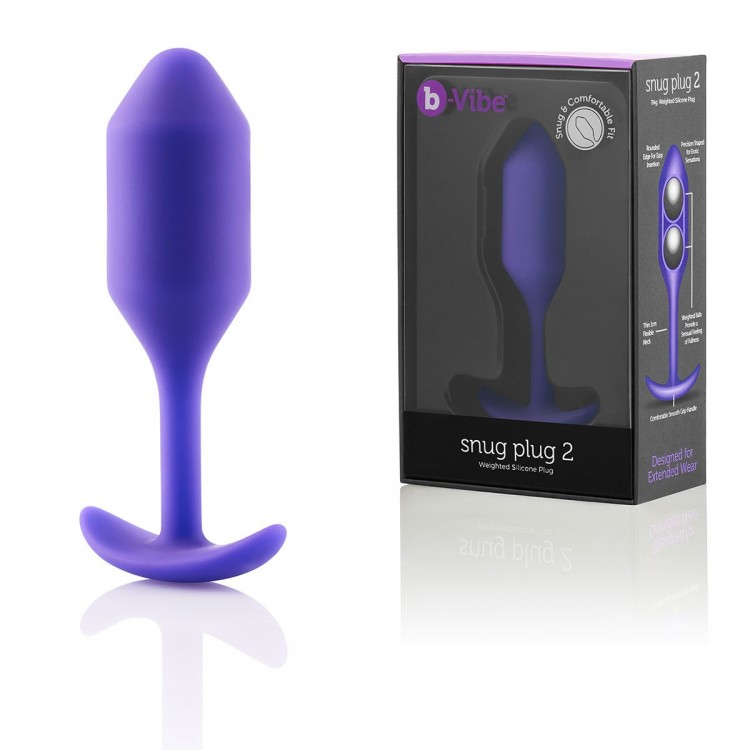 Фиолетовая пробка для ношения B-vibe Snug Plug 2 - 11,4 см. от b-Vibe