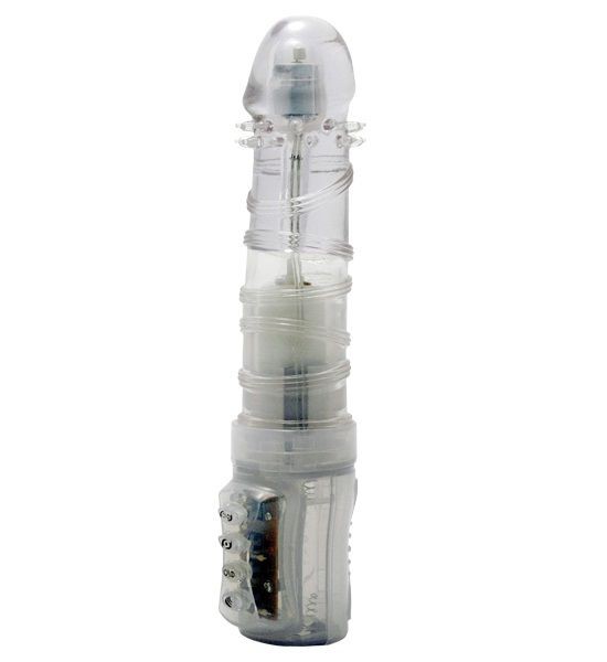 Прозрачный вибратор-ротатор Enerust с шипами и спиралями - 16,5 см. от Tonga