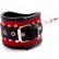 Фигурные красно-чёрные наручники с клёпками от Подиум