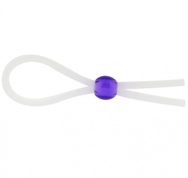 Прозрачное лассо с фиолетовой бусиной SILICONE COCK RING WITH BEAD LAVENDER от NMC