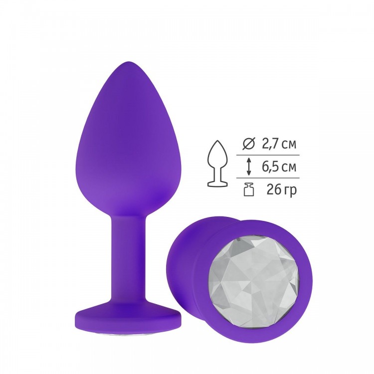 Фиолетовая силиконовая пробка с прозрачным кристаллом - 7,3 см. от Сумерки богов