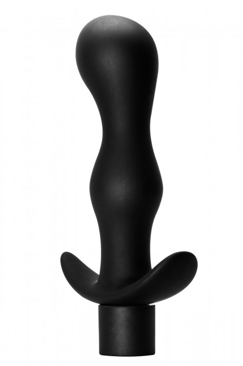 Черная фигурная анальная пробка с вибрацией Passion - 14 см. от Lola toys