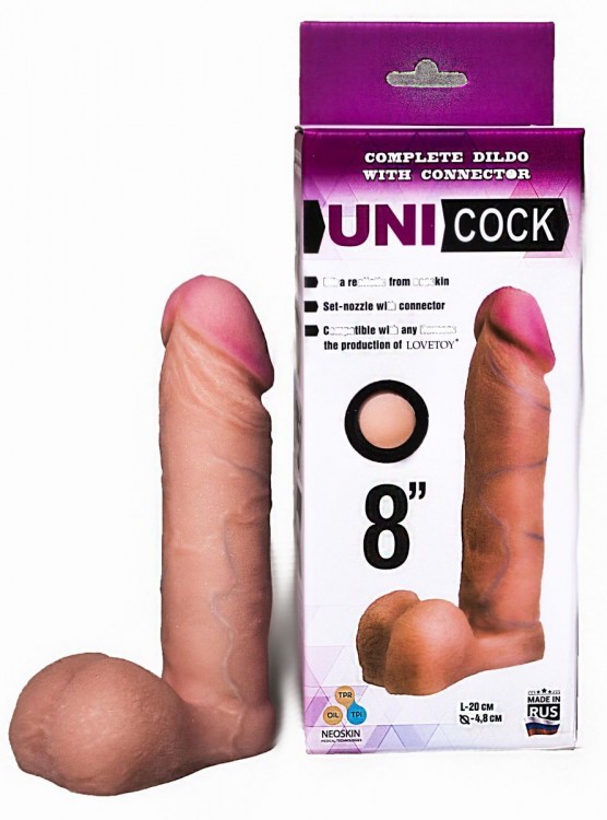 Фаллическая насадка для страпона UNICOCK 8  - 20 см. от LOVETOY (А-Полимер)