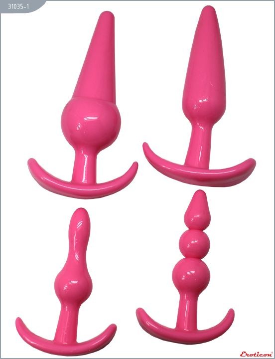 Набор из 4 розовых анальных пробок для ношения от Eroticon