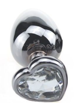 Малая серебристая пробка с прозрачным кристаллом-сердечком - 7,5 см. от 4sexdreaM
