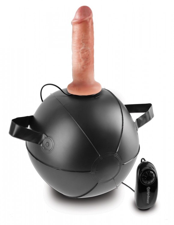 Мини-мяч с фаллической насадкой телесного цвета и вибрацией Vibrating Mini Sex Ball with 6  Dildo - 15,2 см. от Pipedream