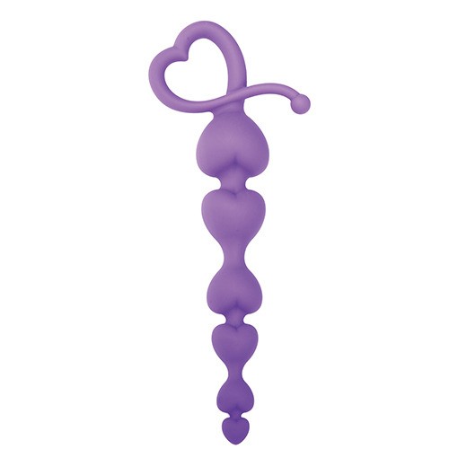 Фиолетовая анальная цепочка с звеньями-сердечками HEARTY ANAL WAND SILICONE - 18 см. от Toyz4lovers