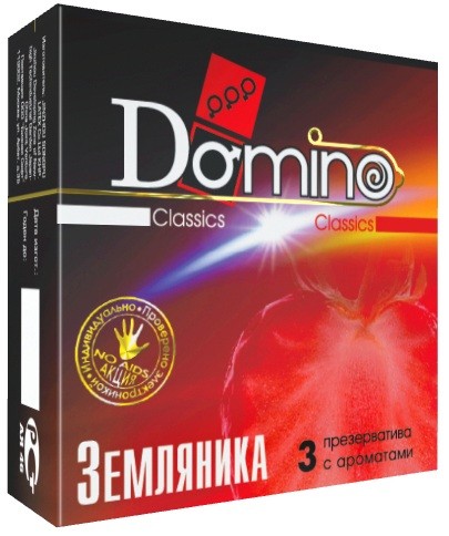 Ароматизированные презервативы Domino  Земляника  - 3 шт. от Domino