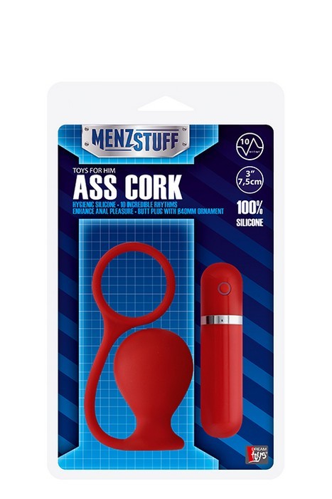 Красная вибровтулка MENZSTUFF ASS CORK WIDE - 7,5 см. от Dream Toys