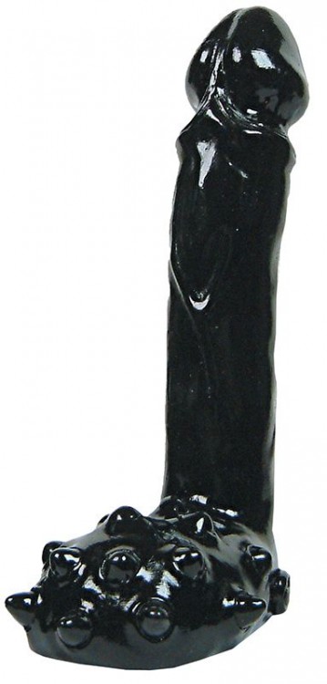Анальный фаллоимитатор с мошонкой, покрытой шишечками, All Black - 19 см. от Mister B