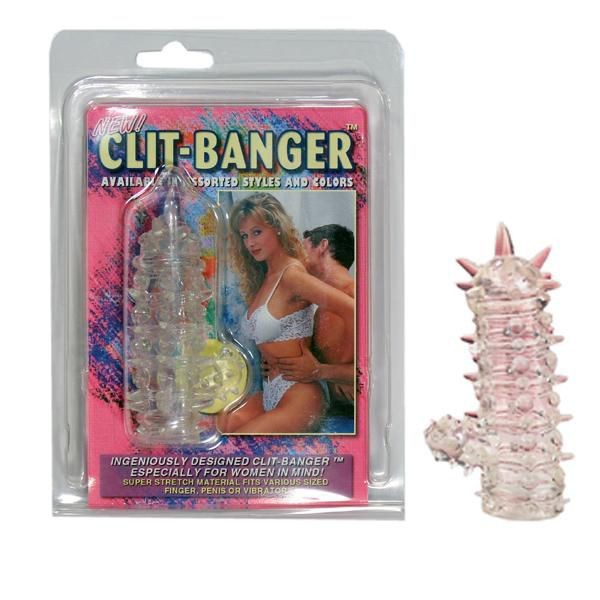 Прозрачная насадка с шипами и клиторальной шишечкой CLIT-BANGER SLEEVE IN CLEAR от Tonga