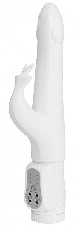 Белый вибратор с клиторальным отростком Kelsi - 18,5 см. от Ree