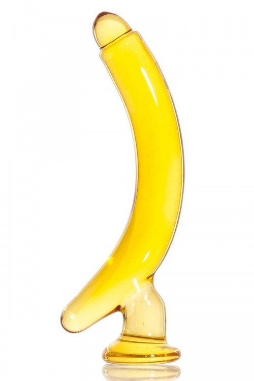 Жёлтый стимулятор-банан из стекла - 16,5 см. от Sexus