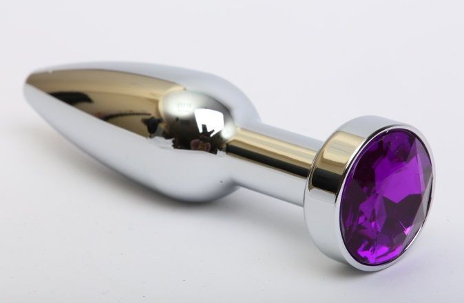Удлинённая серебристая пробка с фиолетовым кристаллом - 11,2 см. от 4sexdreaM