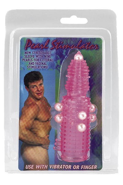 Розовая эластичная насадка на пенис с жемчужинами, точками и шипами Pearl Stimulator - 11,5 см. от Tonga