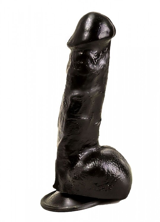 Реалистичный чёрный фаллоимитатор на присоске - 17,8 см. от LOVETOY (А-Полимер)