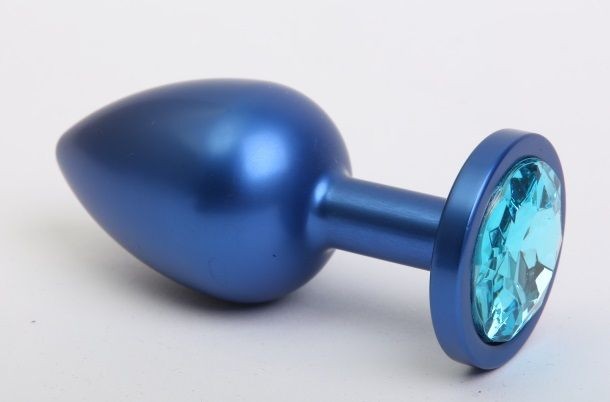 Синяя анальная пробка с голубым кристаллом - 8,2 см. от 4sexdreaM