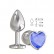 Серебристая анальная втулка с синим кристаллом-сердцем - 7 см. от Сумерки богов