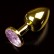 Маленькая золотистая анальная пробка с круглым кончиком и розовым кристаллом - 7 см. от Пикантные штучки
