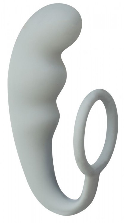 Серое эрекционное кольцо с анальным стимулятором Mountain Range Anal Plug от Lola toys