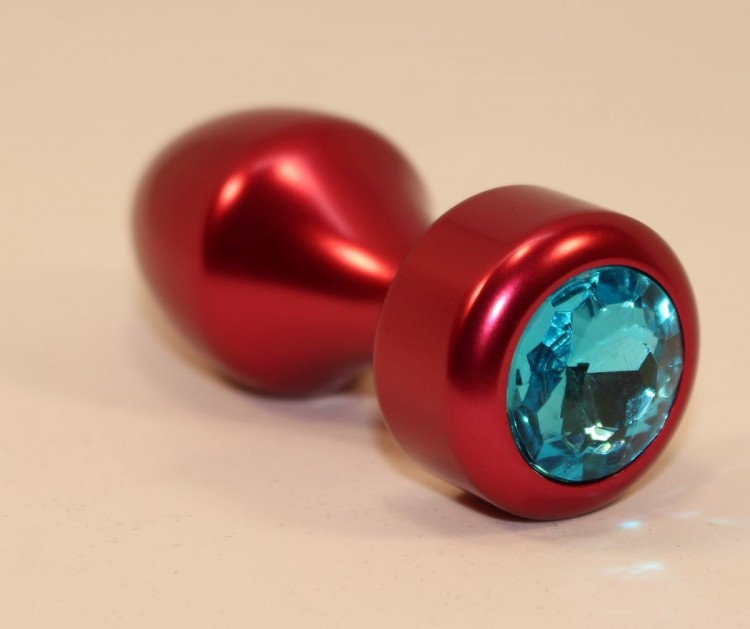 Красная анальная пробка с голубым кристаллом - 7,8 см. от 4sexdreaM