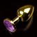 Маленькая золотистая анальная пробка с круглым кончиком и фиолетовым кристаллом - 7 см. от Пикантные штучки