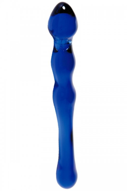 Синий стеклянный фаллоимитатор с наплывами - 21 см. от Sexus