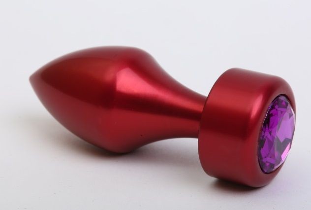 Красная анальная пробка с фиолетовым кристаллом - 7,8 см. от 4sexdreaM