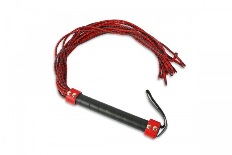 Красно-чёрная плеть-многохвостка с гладкой рукоятью - 77 см. от Пикантные штучки