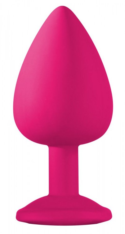 Большая розовая анальная пробка Emotions Cutie Large с чёрным кристаллом - 10 см. от Lola toys