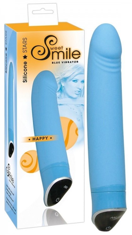 Голубой вибратор Smile Happy - 22 см. от Orion