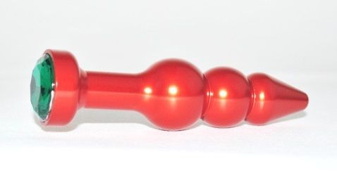 Красная анальная ёлочка с зеленым кристаллом - 11,2 см. от 4sexdreaM