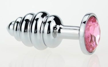 Фигурная анальная пробка с розовым стразом - 7,6 см. от 4sexdreaM
